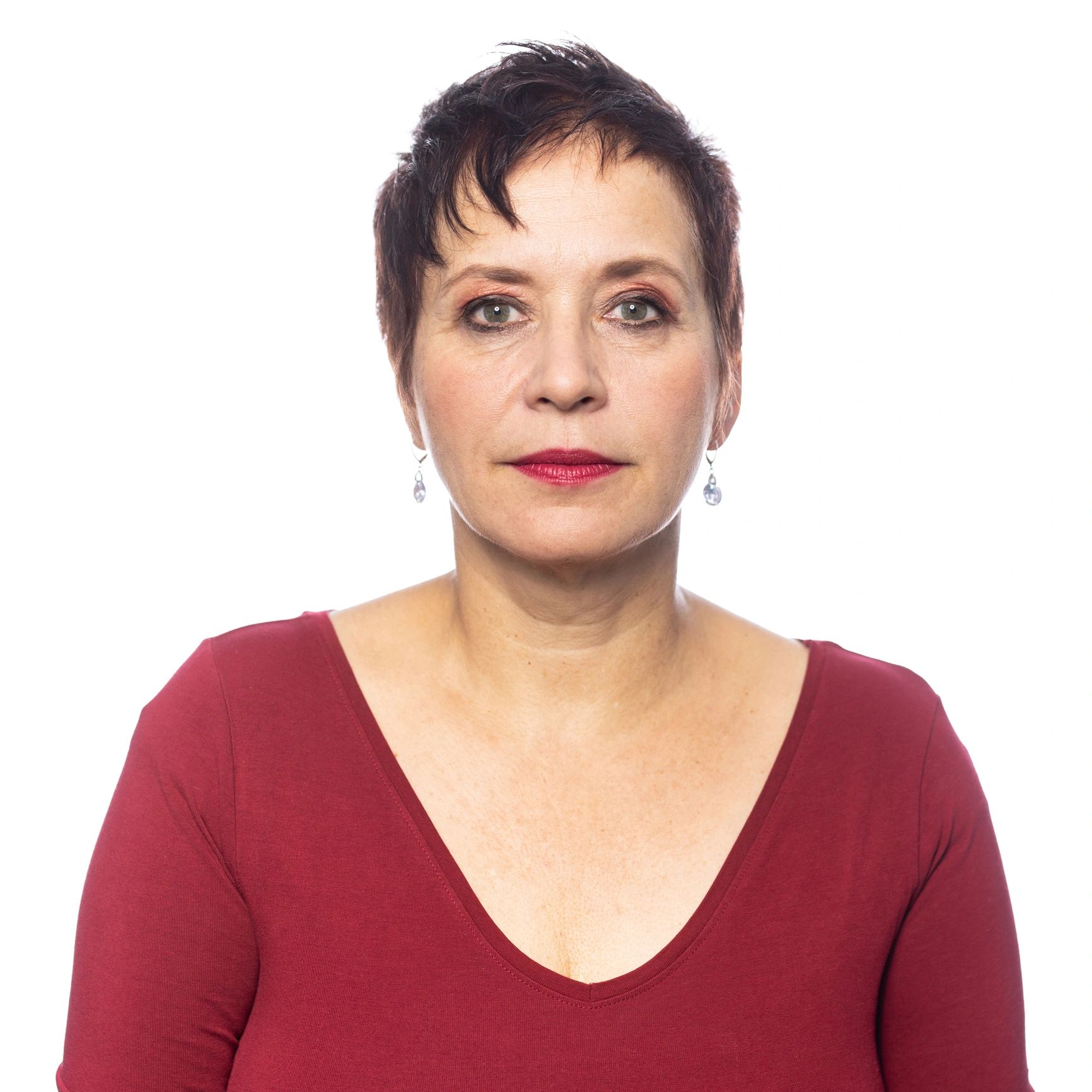 Professional portrait of a mature woman on a white background
