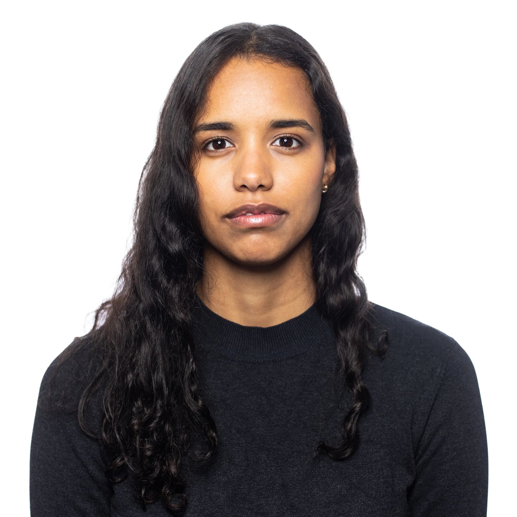 Professional portrait of a young woman on a white background